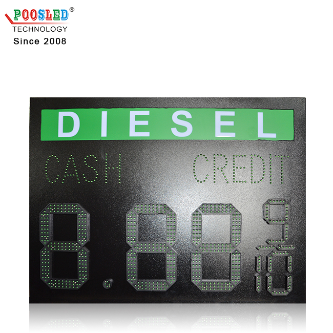12 Inch Green 8.88 9/10 DIESEL Led Gas Signs With Lighting Box