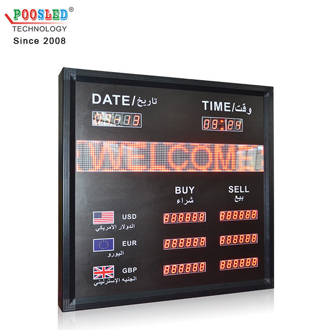 Professional 0.8 Inch Red Exchange Rate Board for Bank