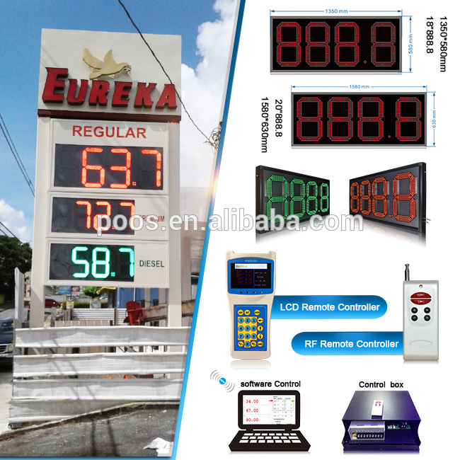Special Style EUREKA 20'' Red 888.8 Wireless Control Digital Led Gas Price Sign