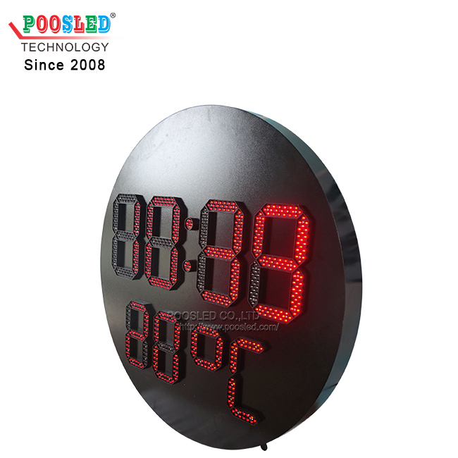 Circle LED Time & Temperature Sign Special Design Iron Cabinet New Type LED Digit with Heat Dam