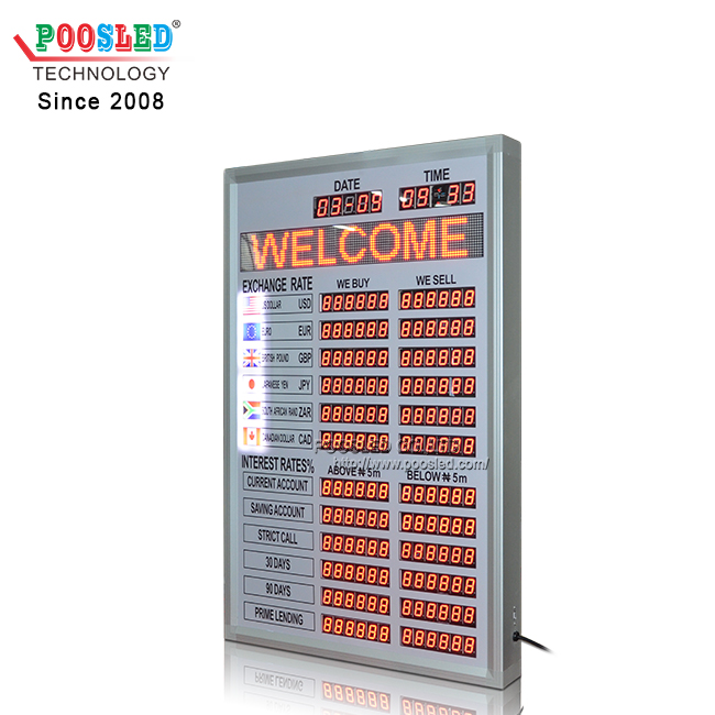 Exchange Rate Board with LED Message Scrolling Sign
