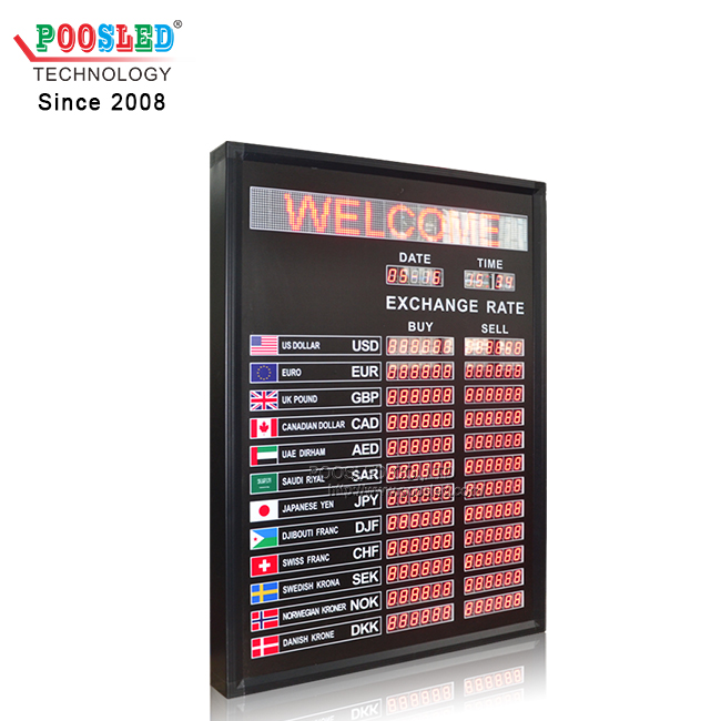 Indoor Using 1 Inche LED Nixie Tube12 Countries Exchange Rate Board with LED Scrolling Sign 