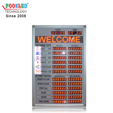 Exchange Rate Board with LED Message Scrolling Sign